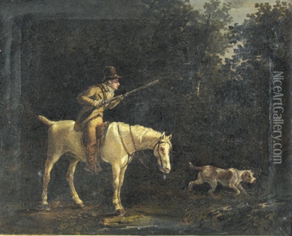 Berittener Jager Mit Hund Oil Painting - Johann Conrad Gessner