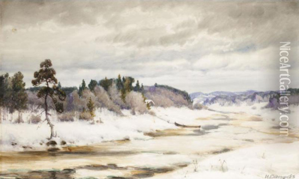 Winter Landscape Oil Painting - Ivan Ivanovich Endogouroff