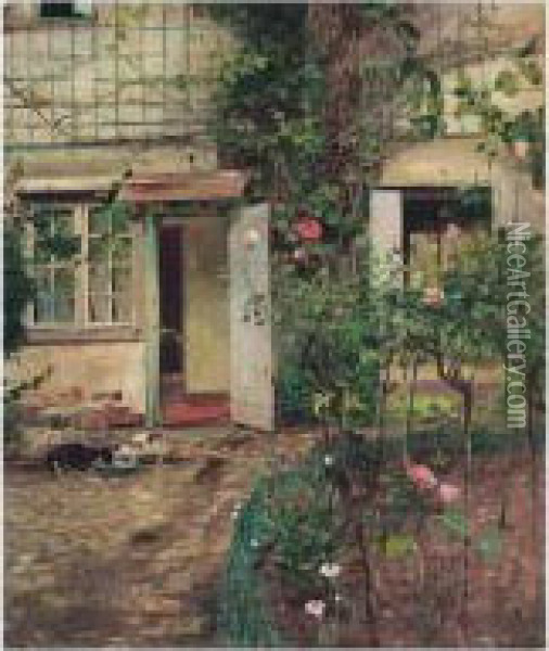 Gammelt Hus I Normandi (old House In Normandy) Oil Painting - Eilif Peterssen