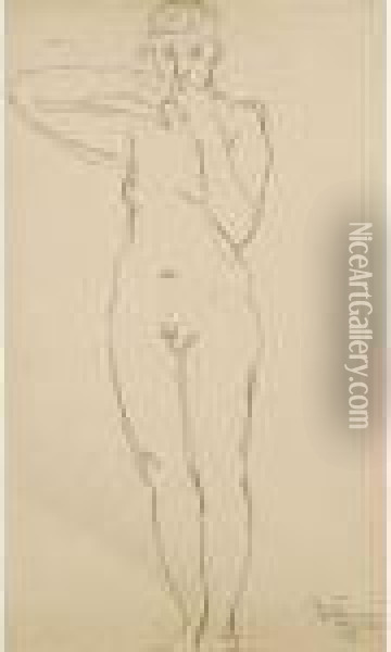Standing Nude Oil Painting - Jan Stursa