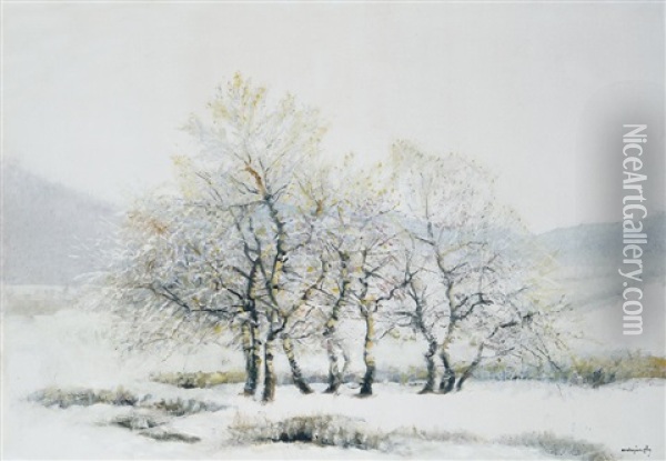 Winter Scene Oil Painting - Laszlo Mednyanszky