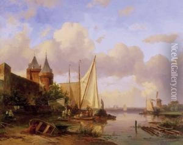 Dutch Port Oil Painting - Carel Jacobus Behr