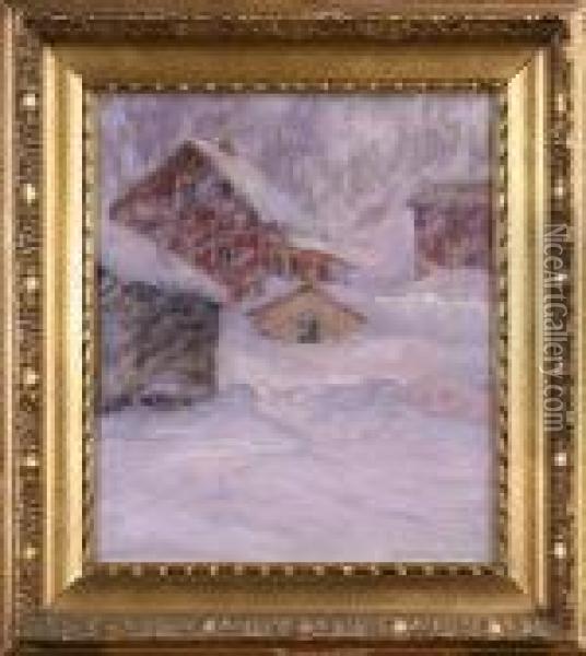 Vinterlandskap, Signerad Och Daterad A. Genberg, Are 1911 Oil Painting - Anton Genberg