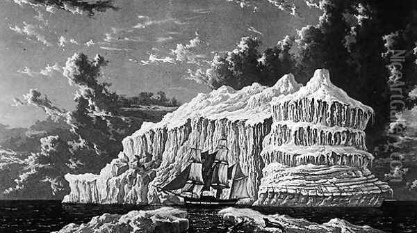 Iceberg in Baffins Bay, July 1819, from Journal of a Voyage for the Discovery of a North West Passage from the Atlantic to the Pacific performed in the Years 1819-20, by William Edward Parry, published 1821 Oil Painting - William Westall