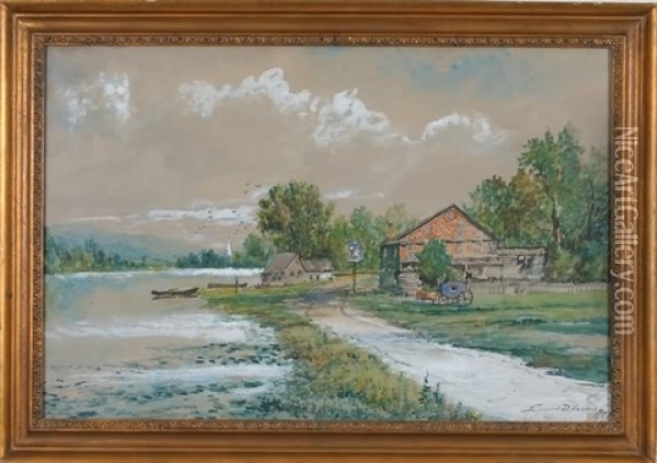 Scene Along The River Oil Painting - Edmund Darch Lewis