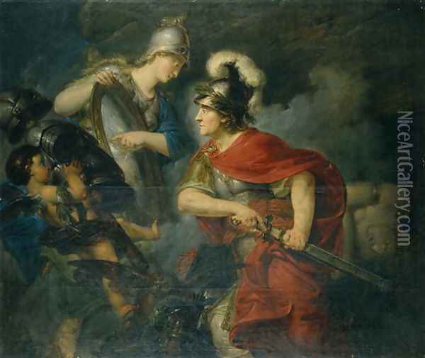 Minerva Showing her Envy in the Polished Shield Oil Painting - Christian Bernhard Rode