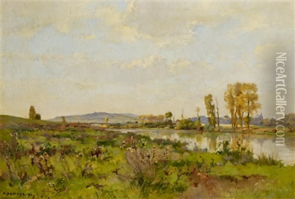 Sommertag Am Ufer Der Oise Oil Painting - Pierre Emmanuel Eugene Damoye