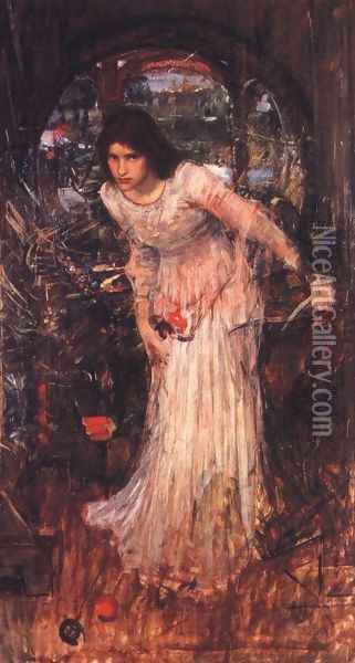 The Lady of Shalott study 1894 Oil Painting - John William Waterhouse