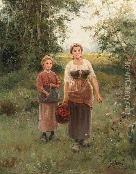 The Berry Pickers Oil Painting - Jose Maria Jardines