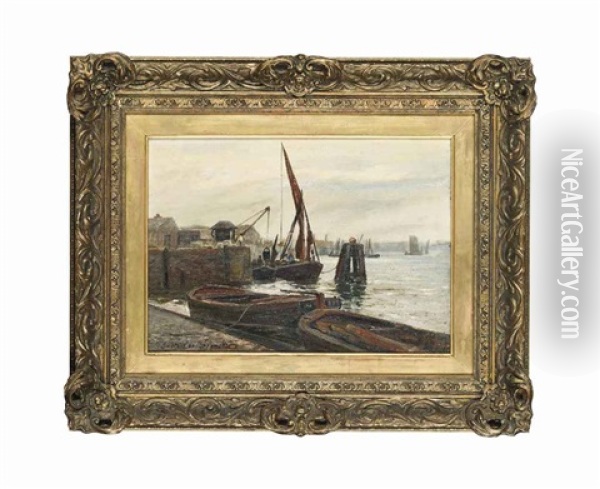 The Docks At Greenwich Oil Painting - Gustave de Breanski