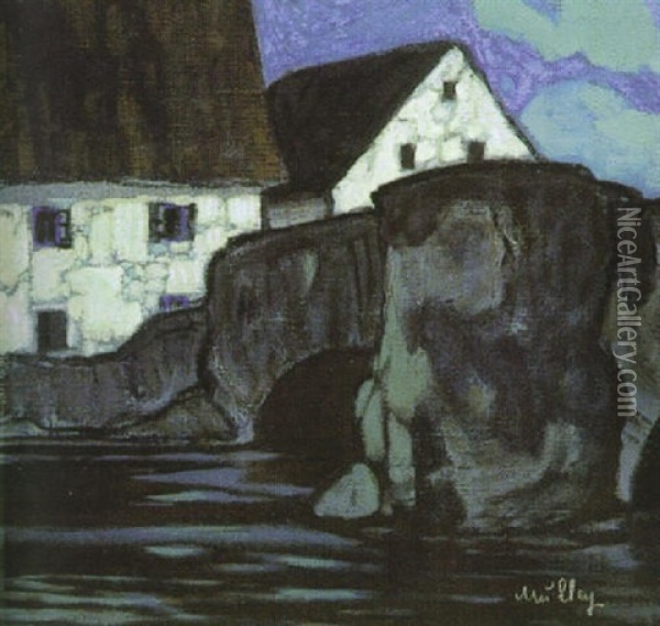 An Der Brucke Oil Painting - Oskar Mulley