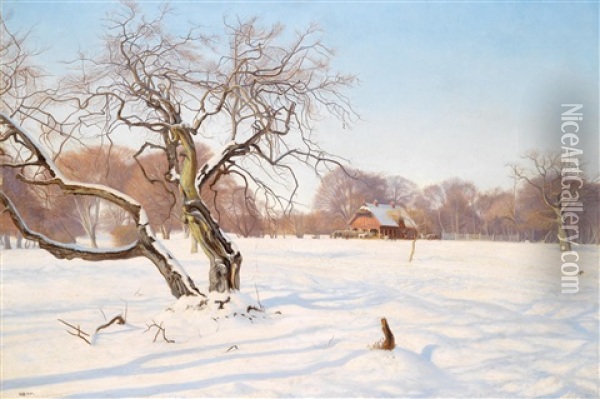 Winter Im Tierpark Oil Painting - Charles Alfred Emanuel Henrichsen Bremsen