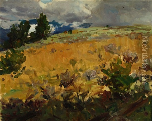 North Fork (study) Oil Painting - Frank Tenney Johnson