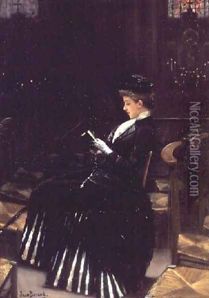 A Woman at Prayer, c.1889 Oil Painting - Jean-Georges Beraud