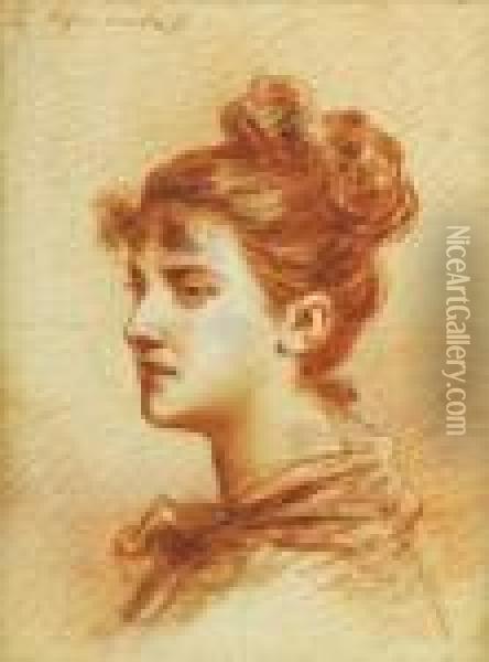 La Comtesse Tolstoe De Profil Oil Painting - Theodore Tchoumakoff