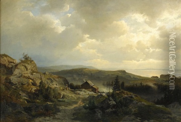 Kustlandskap Oil Painting - Gustaf Rydberg