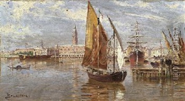 Blick Auf Den Dogenpalast, Venedig Oil Painting - Antonietta Brandeis