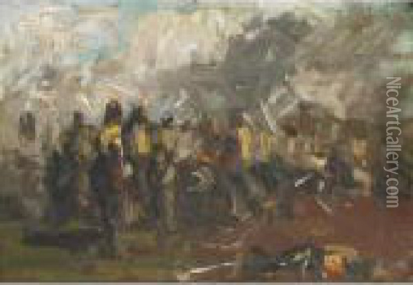 Battle Scene Oil Painting - George Hendrik Breitner
