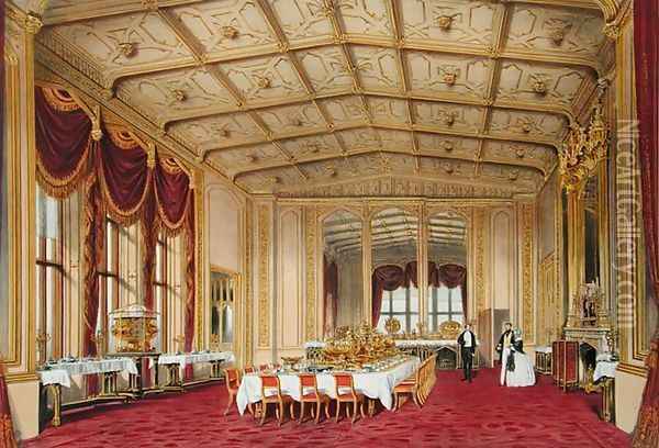 The Private Dining Room, Windsor Castle, from Windsor and its Surrounding Scenery, 1838 Oil Painting - James Baker Pyne
