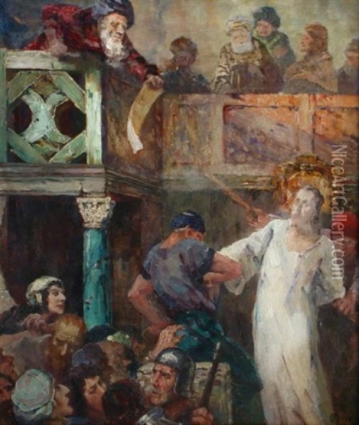 Chrystus Przed Sanhedrynem Oil Painting - Edward Okun