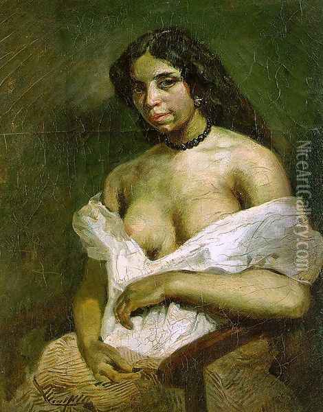 Aspasia c. 1824 Oil Painting - Eugene Delacroix