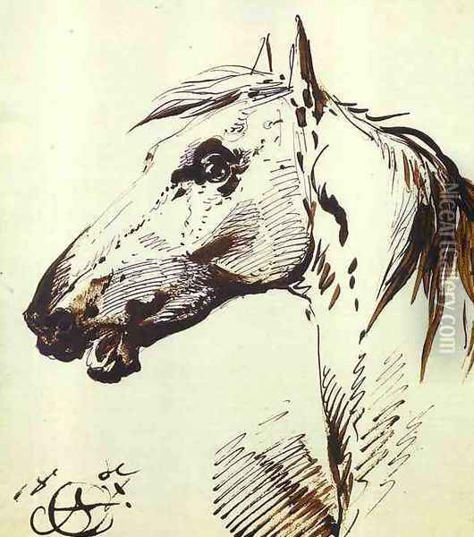Head of a Horse Oil Painting - Aleksander Orlowski
