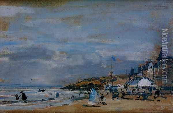 The Beach at Trouville II Oil Painting - Eugene Boudin