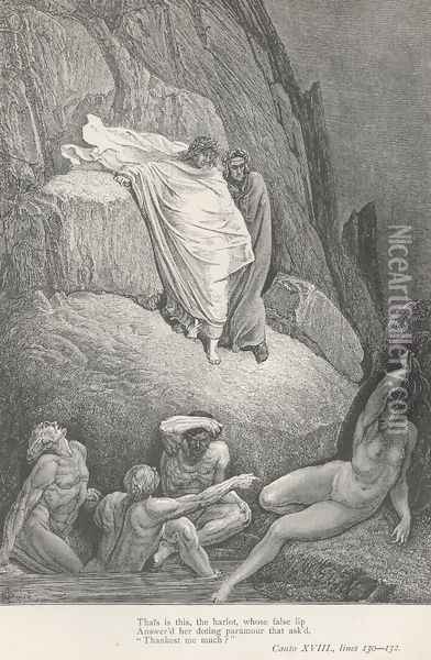 Thais is this, the harlot (Canto XVIII., line 130) Oil Painting - Gustave Dore