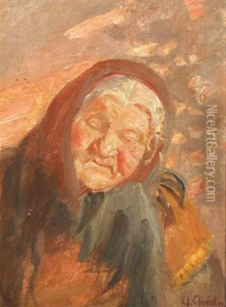 Portrait Of An Elderly Woman Oil Painting - Anna Kirstine Ancher
