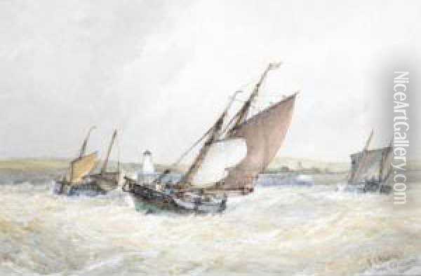 Fishing Boats Making Port Oil Painting - Frederick James Aldridge