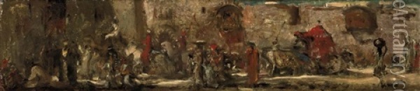 Optocht (festivities Near An Indian Citygate) Oil Painting - Marius Bauer