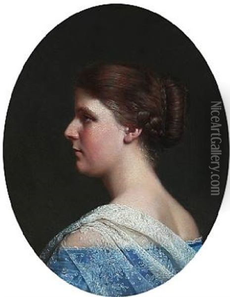 Portrait Of A Woman In Profile Oil Painting - Vilhelm (Johan V.) Gertner