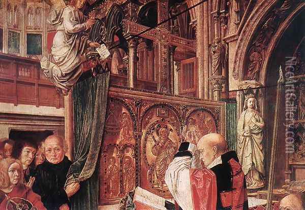 St Gilles' Mass (detail) c. 1500 Oil Painting - Master of St. Gilles