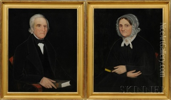 Pair Of Portraits Of A Gentleman And A Lady Oil Painting - Ammi Phillips