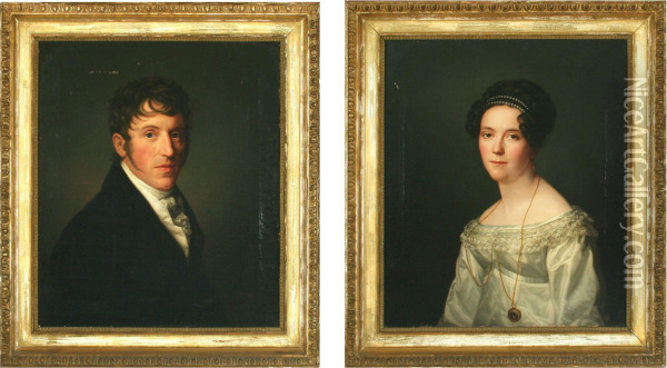 A Pair Of Portraits Offriedrich August Von Linstow And Antonie Von Linstow Oil Painting - Friederich Carl Groger