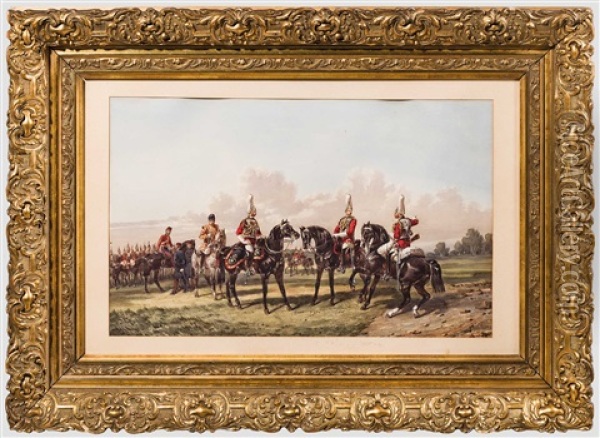 Orlando Norie, Offiziere Der Life-guards, England Um 1870/80 Oil Painting - Orlando Norie