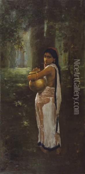 Untitled Oil Painting - Hemen Mazumdar