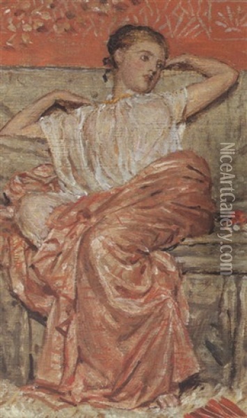 A Study Of A Draped Figure Oil Painting - Albert Joseph Moore