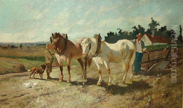 Werkende Boerenfamilie Op De Akkers Oil Painting - Francois Backvis