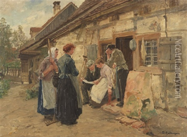 Der Brief Aus Amerika (ii) Oil Painting - Friedrich Kallmorgen