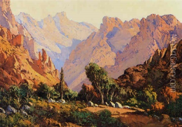 Extensive Mountainscape Oil Painting - Tinus de Jongh
