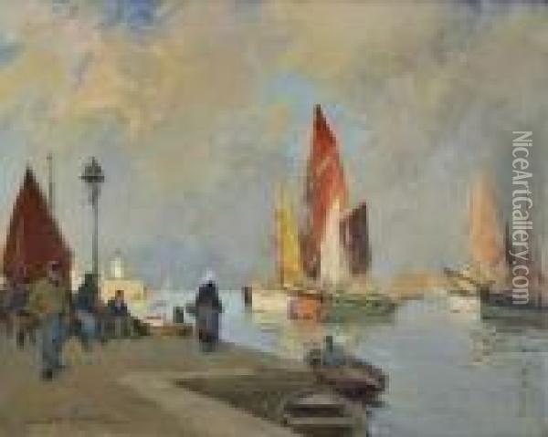 Vue D'un Port Oil Painting - Paul Emile Lecomte