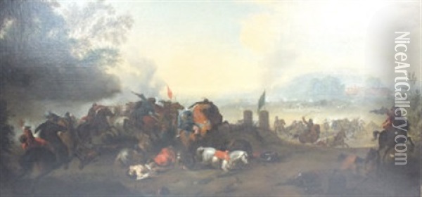 Scene From The Battle Of Belgrade Oil Painting - Peter Tillemans