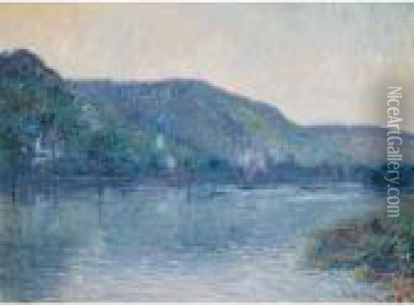 Bateaux Sur La Seine A Oissel Oil Painting - Gustave Loiseau
