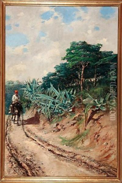 Un Camino Oil Painting - Jose Armet Y Portanell