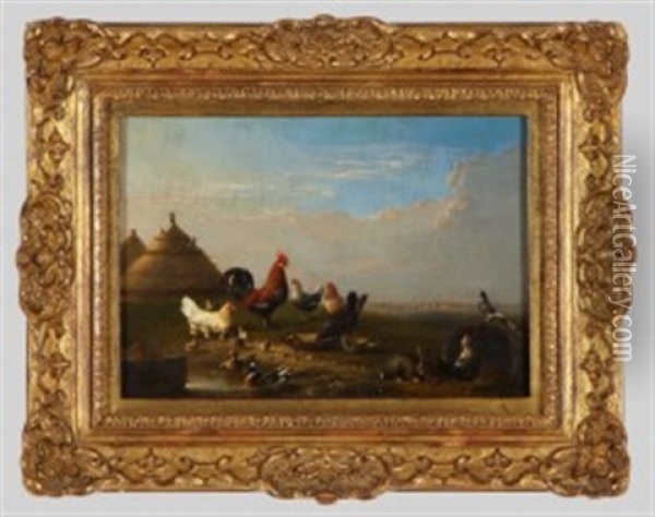 Schafe Und Enten Oil Painting - Franz van Severdonck