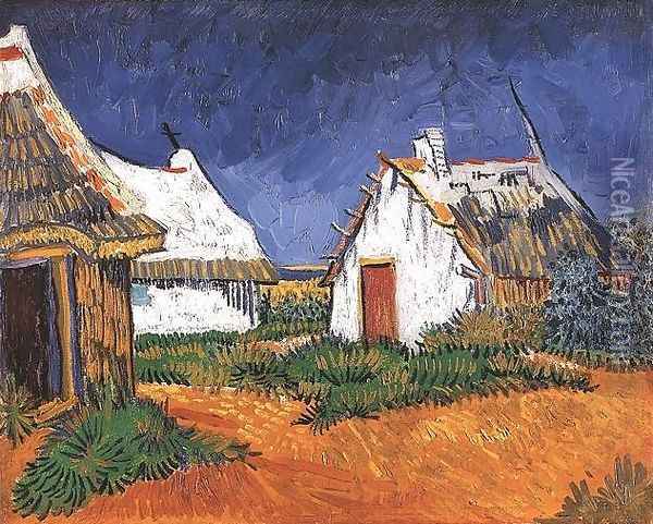 Three White Cottages In Saintes Maries Oil Painting - Vincent Van Gogh
