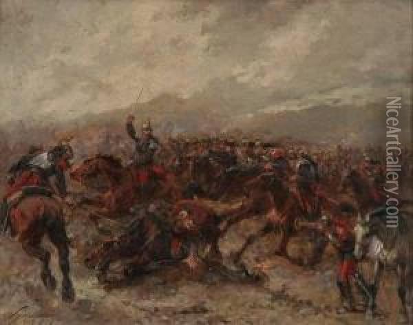 Battle Scene Oil Painting - Wilfred Constant Beauquesne