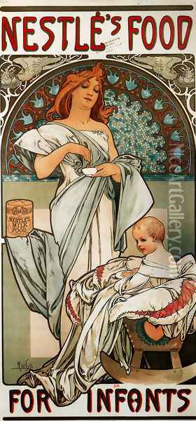Nestlé's Food for Infants Oil Painting - Alphonse Maria Mucha