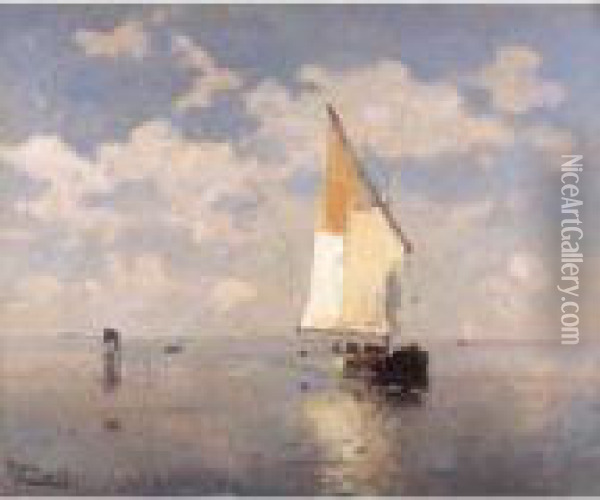 Barca A Vela Nella Laguna Veneta Oil Painting - Beppe Ciardi